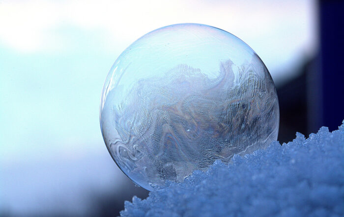 Bubble resting in the snow - project your bubble by practicing self care